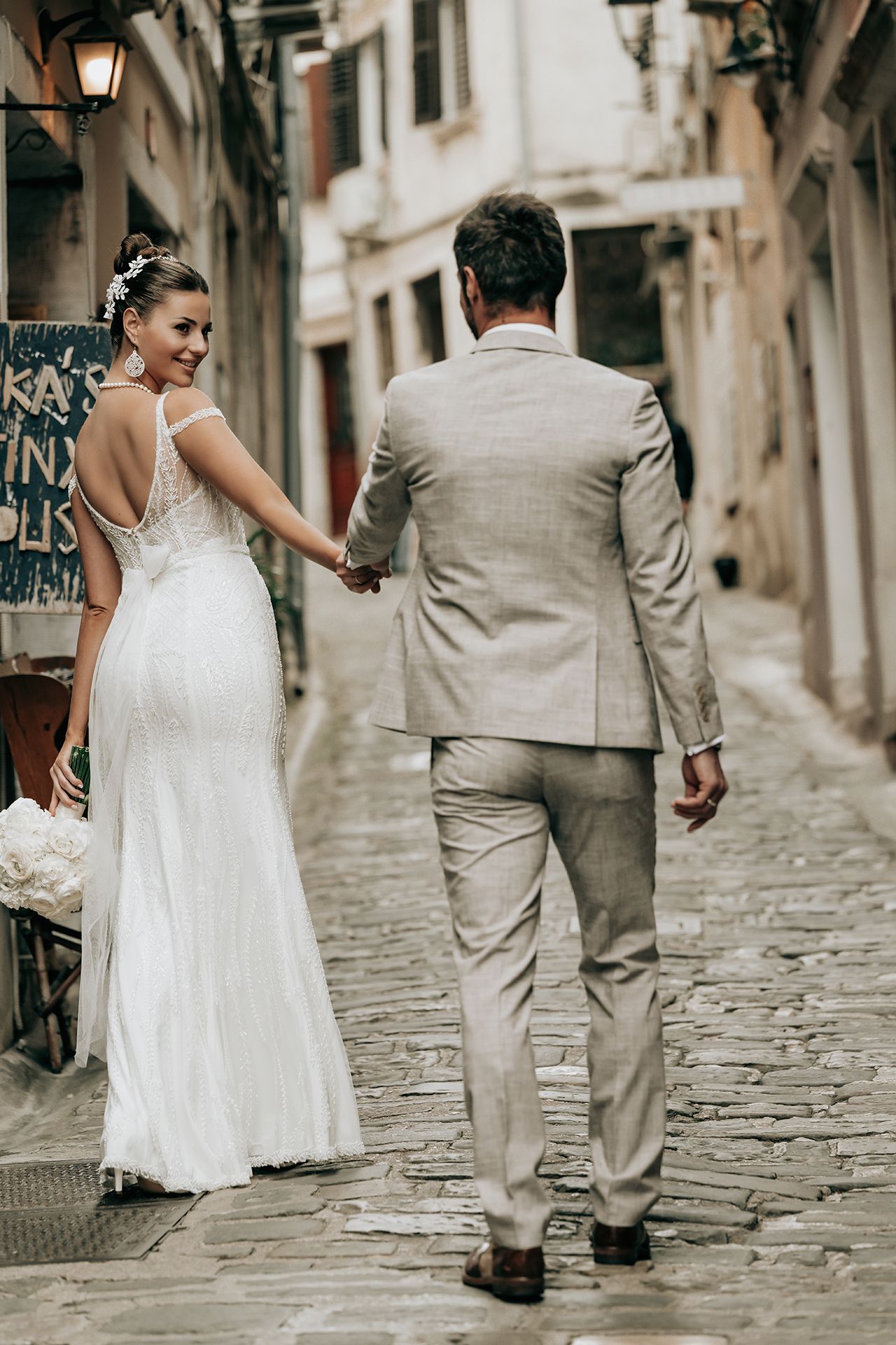 Weddingshooting in Piran, Istrien mit Hochzeitspaar ,Hochzeitsfootograf Rene Strasser 