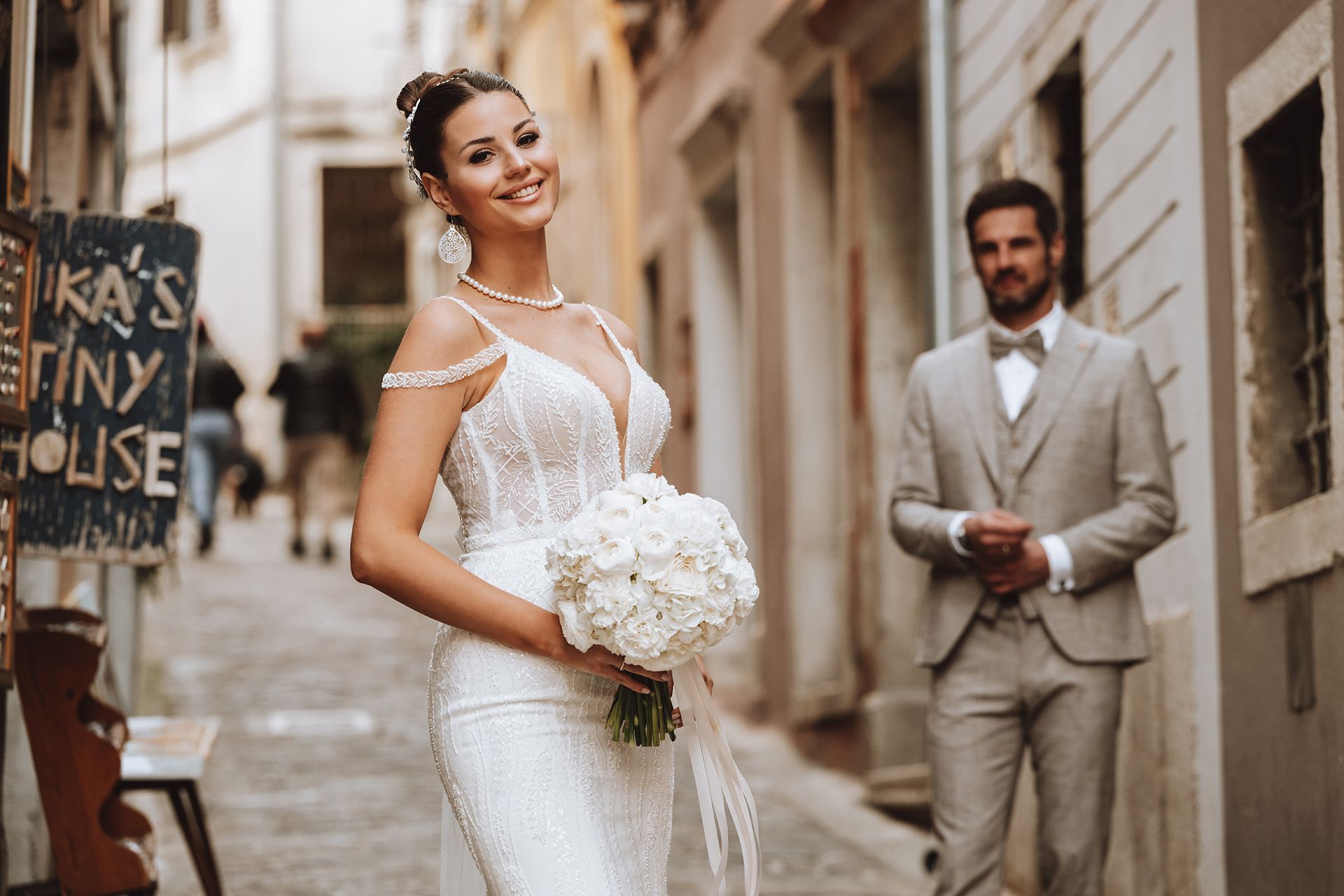 Braut, Hochzeitsshooting in Piran , Istrien,